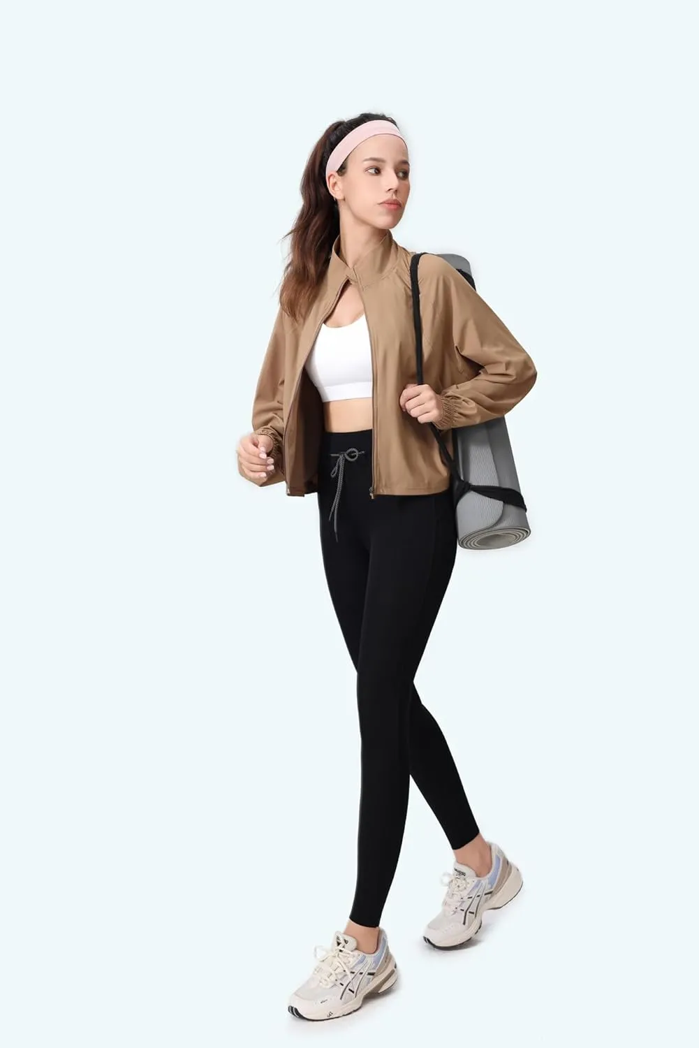 altiland Women's Full Zip Athletic Workout Running Yoga Gym Cropped Track Jackets