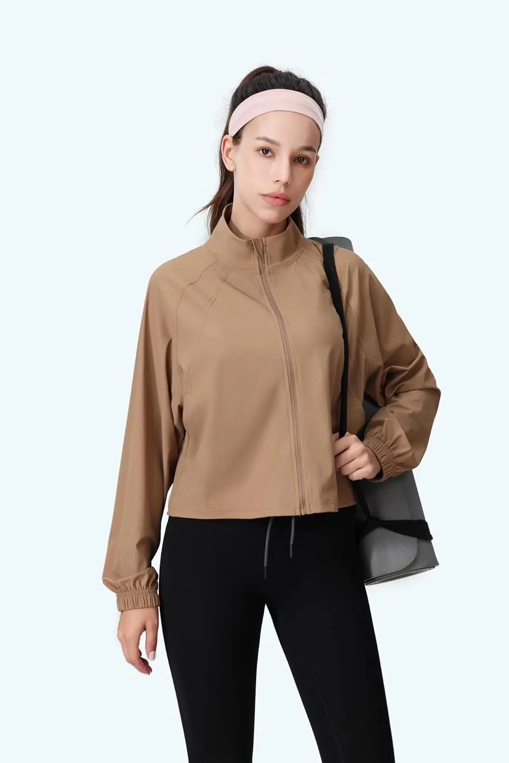 altiland Women's Full Zip Athletic Workout Running Yoga Gym Cropped Track Jackets