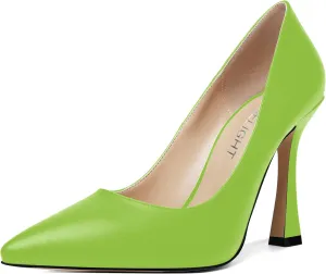 AMBELIGHT Womens Solid Dress Slip On Matte Elegant Pointed Toe Stiletto High Heel Pumps Shoes 4 Inch