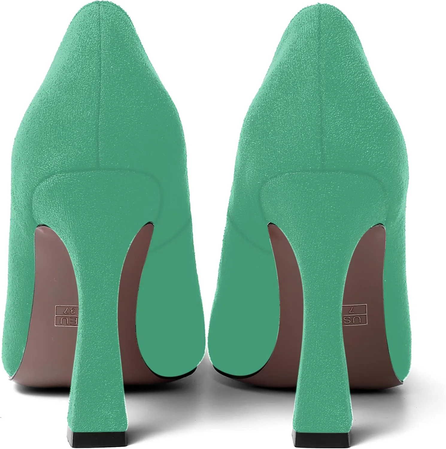 AMBELIGHT Womens Solid Suede Round Toe Elegant Dress Slip On Stiletto High Heel Pumps Shoes 4 Inch