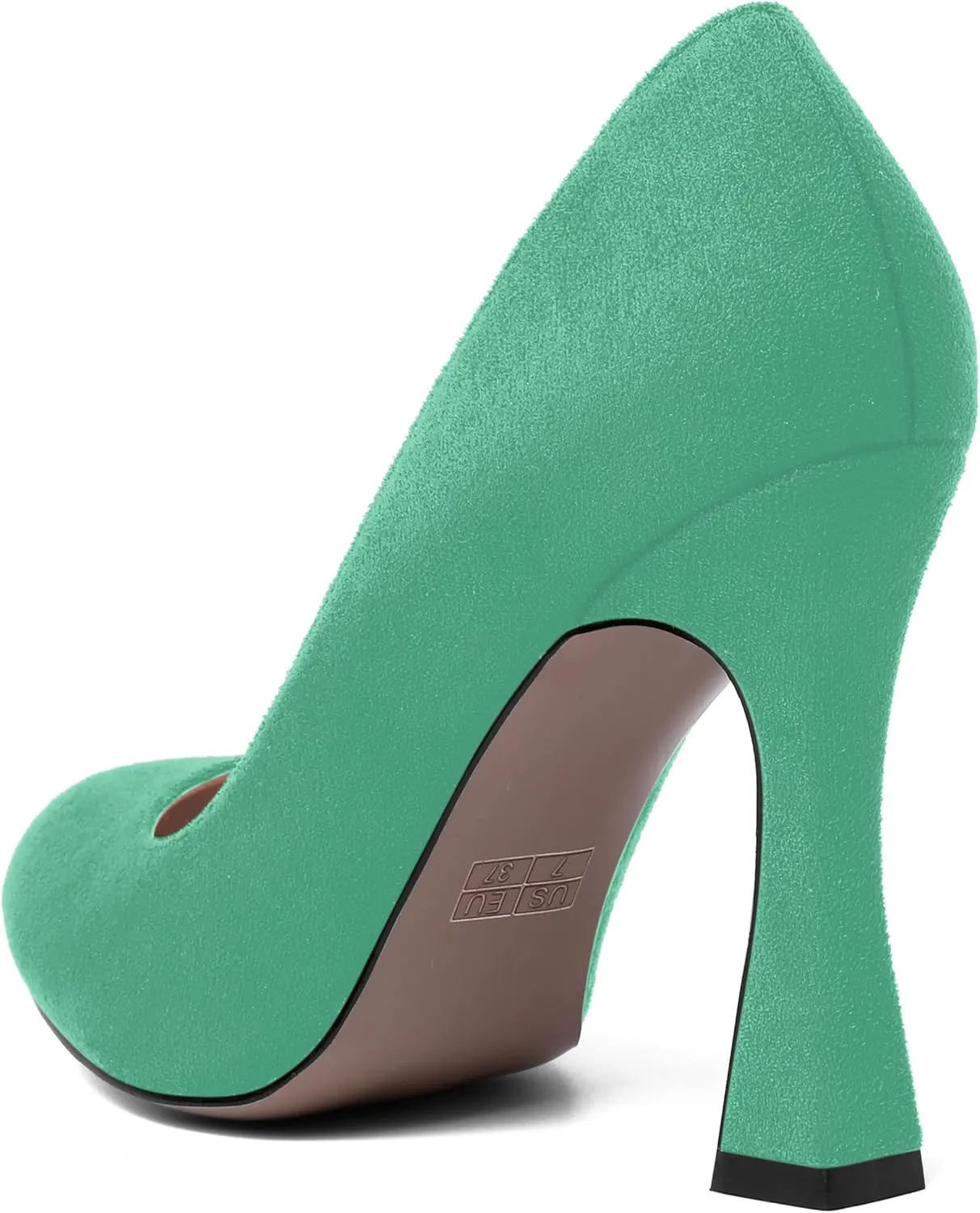 AMBELIGHT Womens Solid Suede Round Toe Elegant Dress Slip On Stiletto High Heel Pumps Shoes 4 Inch