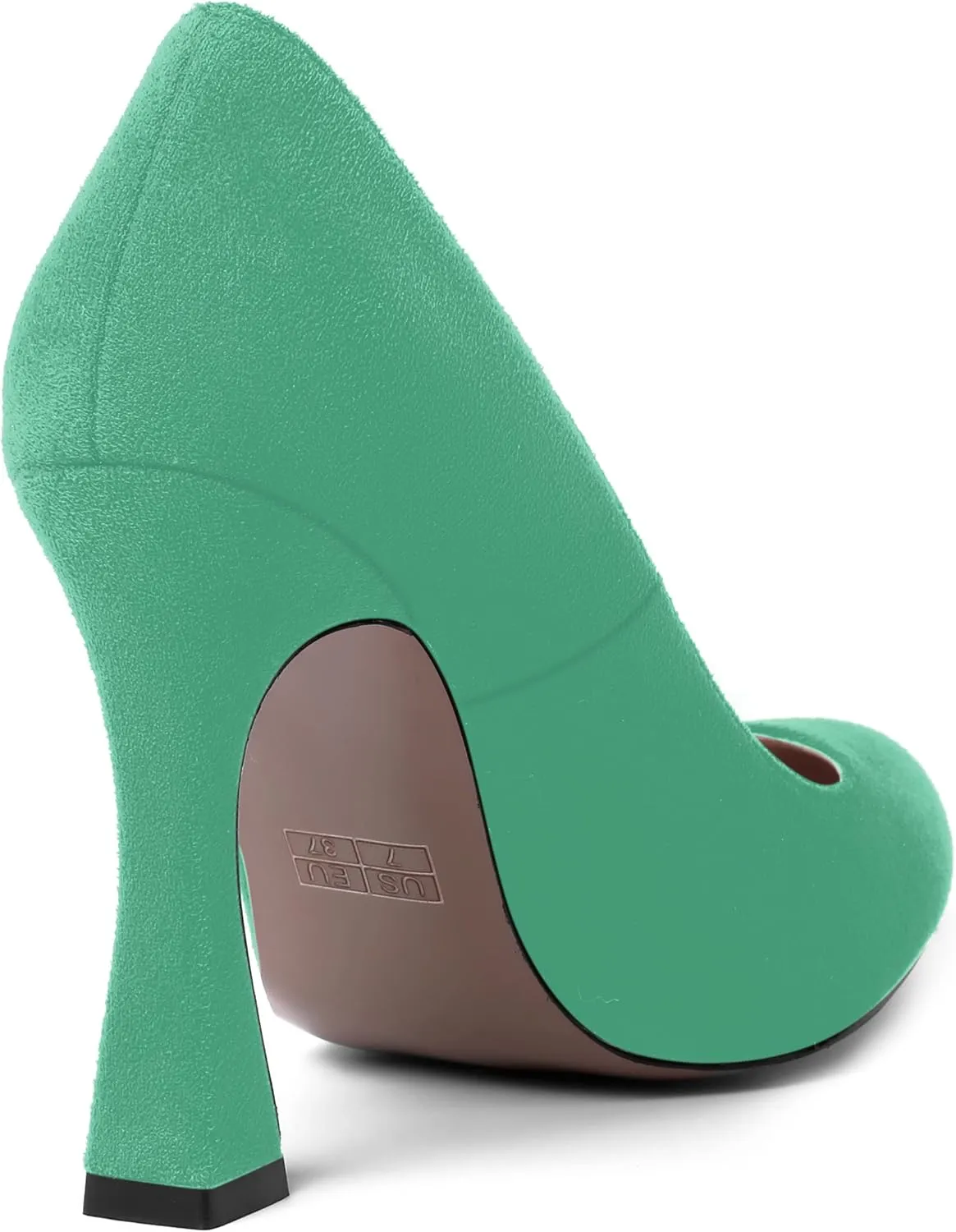 AMBELIGHT Womens Solid Suede Round Toe Elegant Dress Slip On Stiletto High Heel Pumps Shoes 4 Inch