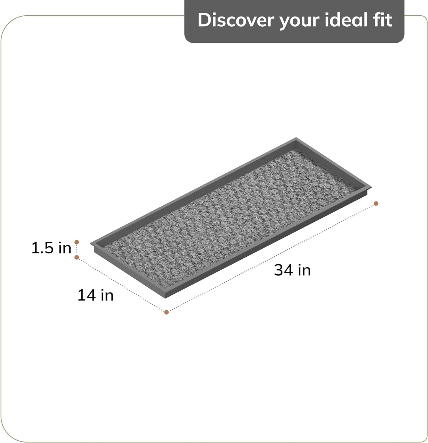 Anji Mountain AMB0BT3F-017 Black Rubber Boot/Shoe Tray with Coir, Fits 3 Pair (34.5" Wide), Cross Embossed Insert