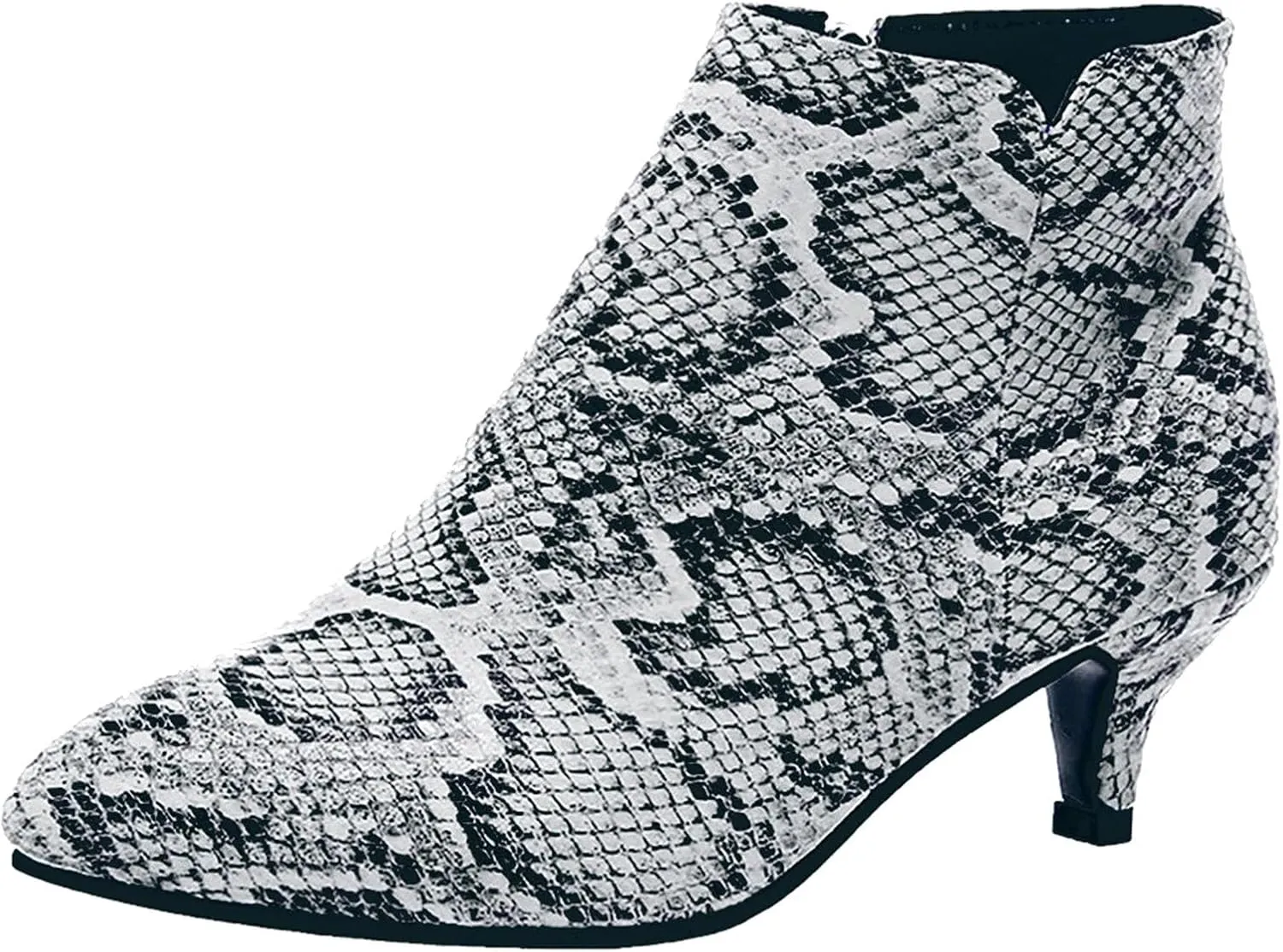 Ankle Boots for Women Low Heel Pointed Toe V Cut Kitten Heels Leather Booties Side Zipper Dress Shoes Office Booties