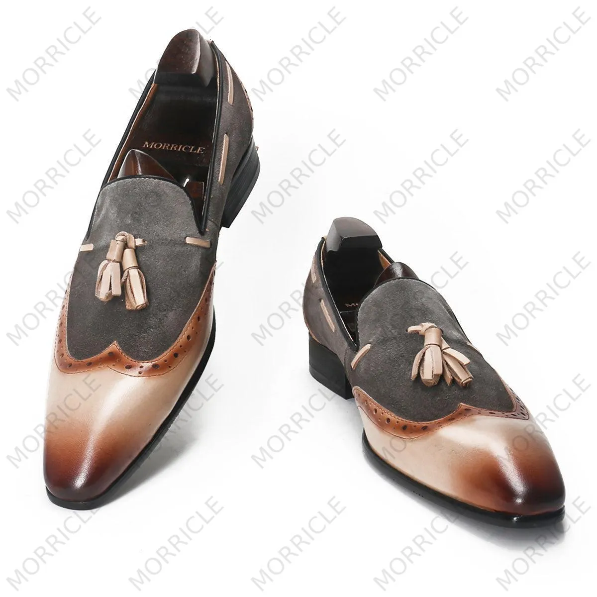 Antique Two Tone Calfskin Suede Tassel Loafers