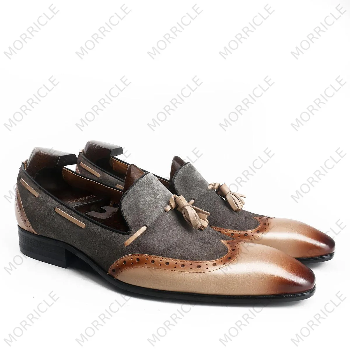 Antique Two Tone Calfskin Suede Tassel Loafers