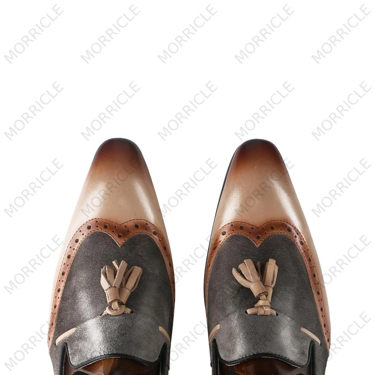 Antique Two Tone Calfskin Suede Tassel Loafers