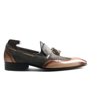 Antique Two Tone Calfskin Suede Tassel Loafers