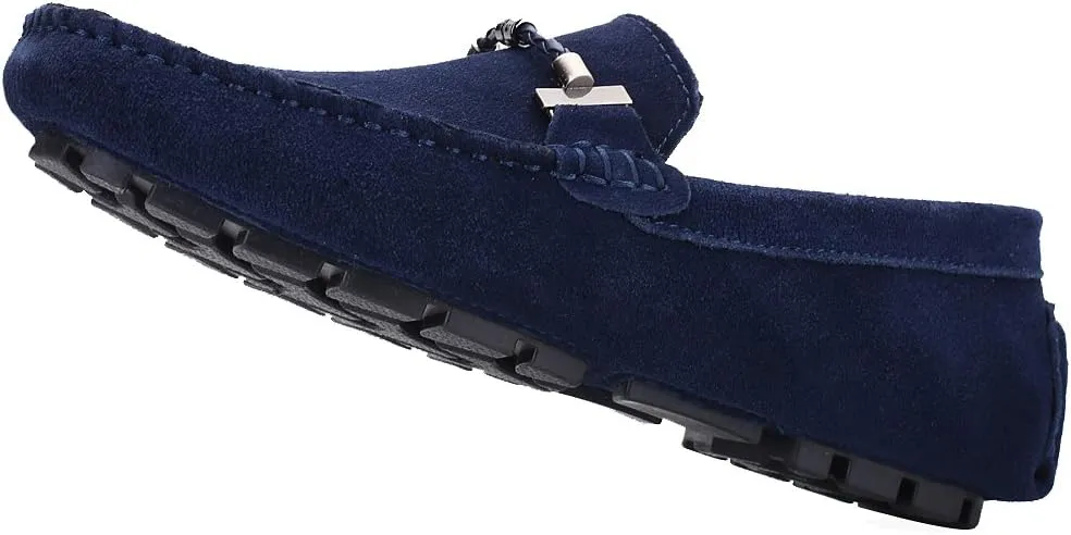 ANUFER Mens Elegant Buckle Loafers Comfort Suede Driving Shoes Stylish Moccasin Slippers