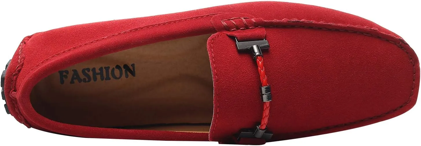 ANUFER Mens Elegant Buckle Loafers Comfort Suede Driving Shoes Stylish Moccasin Slippers