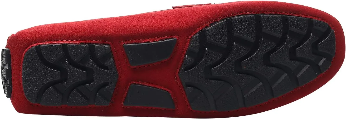 ANUFER Mens Elegant Buckle Loafers Comfort Suede Driving Shoes Stylish Moccasin Slippers