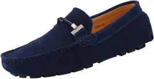 ANUFER Mens Elegant Buckle Loafers Comfort Suede Driving Shoes Stylish Moccasin Slippers