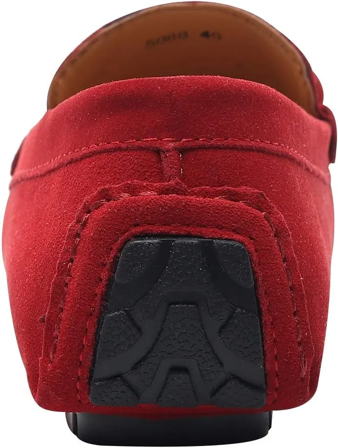 ANUFER Mens Elegant Buckle Loafers Comfort Suede Driving Shoes Stylish Moccasin Slippers