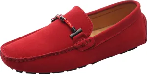 ANUFER Mens Elegant Buckle Loafers Comfort Suede Driving Shoes Stylish Moccasin Slippers