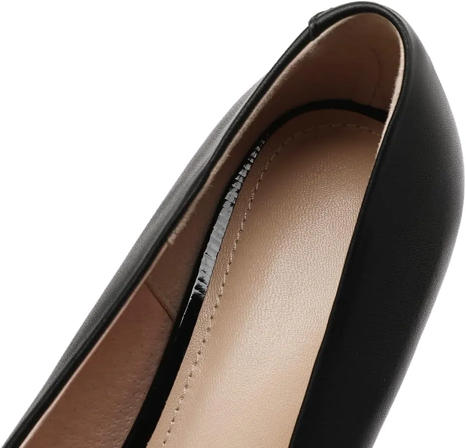 ANUFER Women's Full Genuine Leather 5CM/7CM/9CM High Heels Elegant Pointed Toe Pumps Office Work Shoes