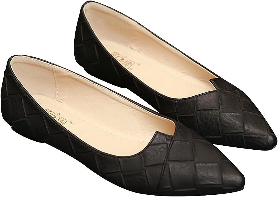 ANUFER Womens Pointed Toe Ballerinas Lightweight Flat Pumps