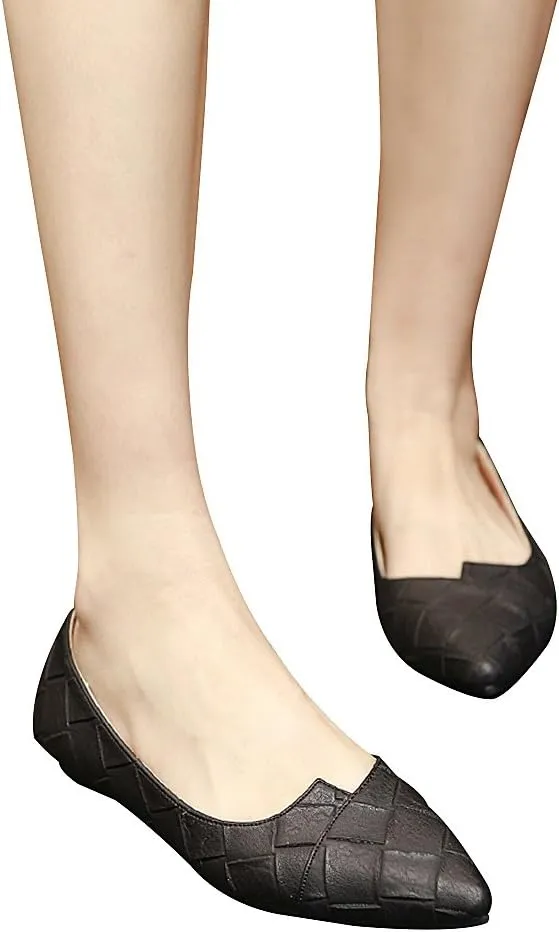 ANUFER Womens Pointed Toe Ballerinas Lightweight Flat Pumps