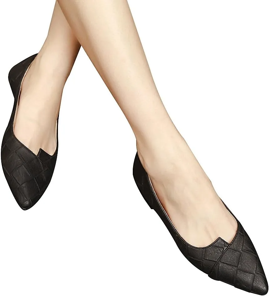 ANUFER Womens Pointed Toe Ballerinas Lightweight Flat Pumps