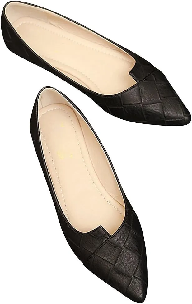 ANUFER Womens Pointed Toe Ballerinas Lightweight Flat Pumps