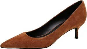 ANUFER Women's Velvet 5CM/8CM High Heels Elegant Pointed Toe Pumps Office Work Shoes