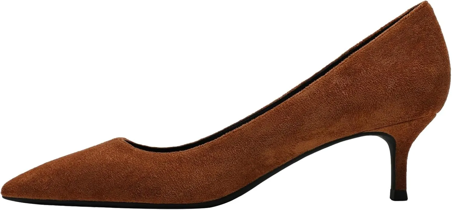 ANUFER Women's Velvet 5CM/8CM High Heels Elegant Pointed Toe Pumps Office Work Shoes