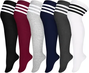 Apoway 6 Pairs Plus Size Thigh High Socks Warm Thigh High Stockings Over the Knee Socks for Women, L-XXL