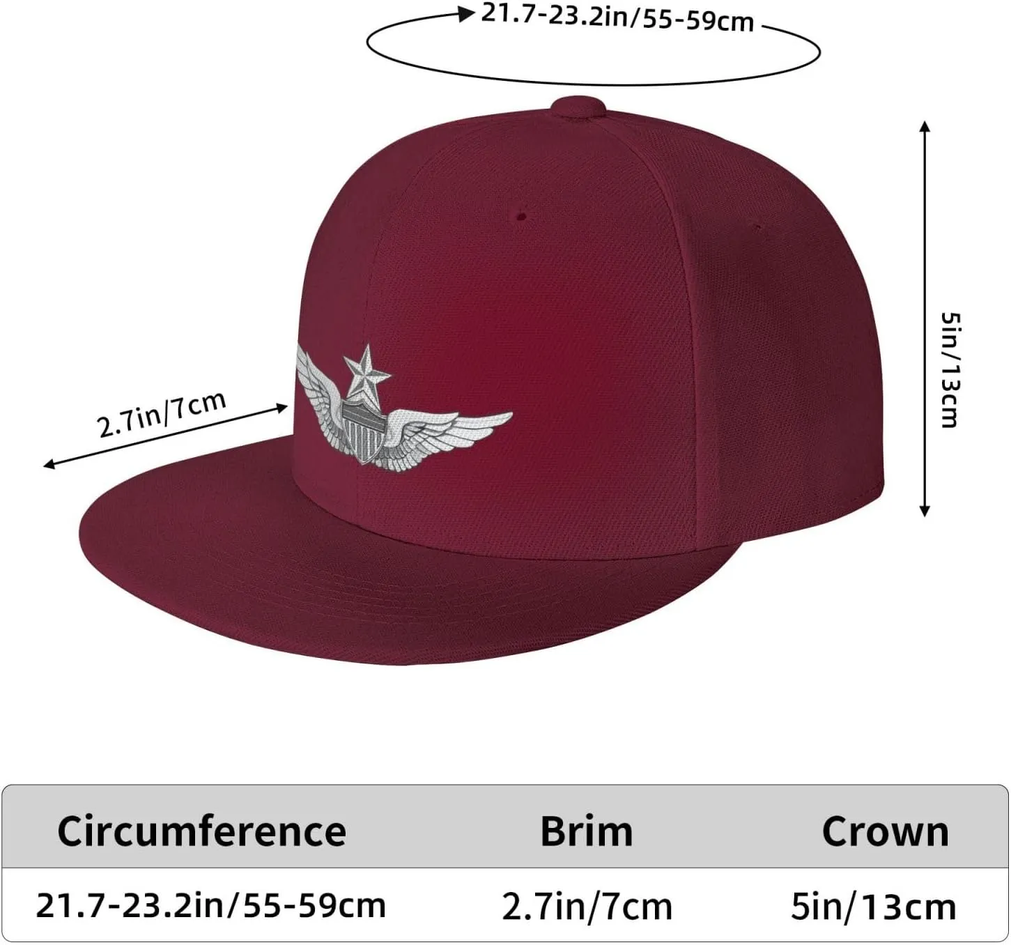 Army Senior Aviator Wing Baseball Cap Unisex Flat Brim Hat