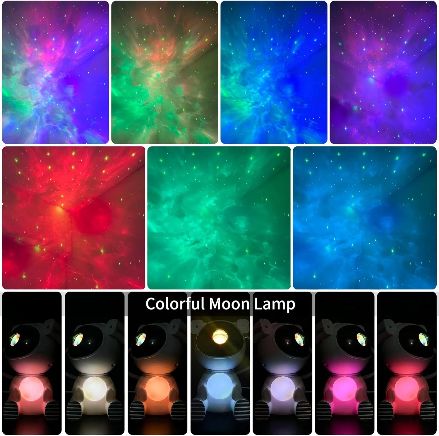 Astronaut Galaxy Projector, Star Projector with Timer and Remote, Night Light with Moon Lamp, LED Nebula Lamp for Kids Adults, Room Decor Gift (White)