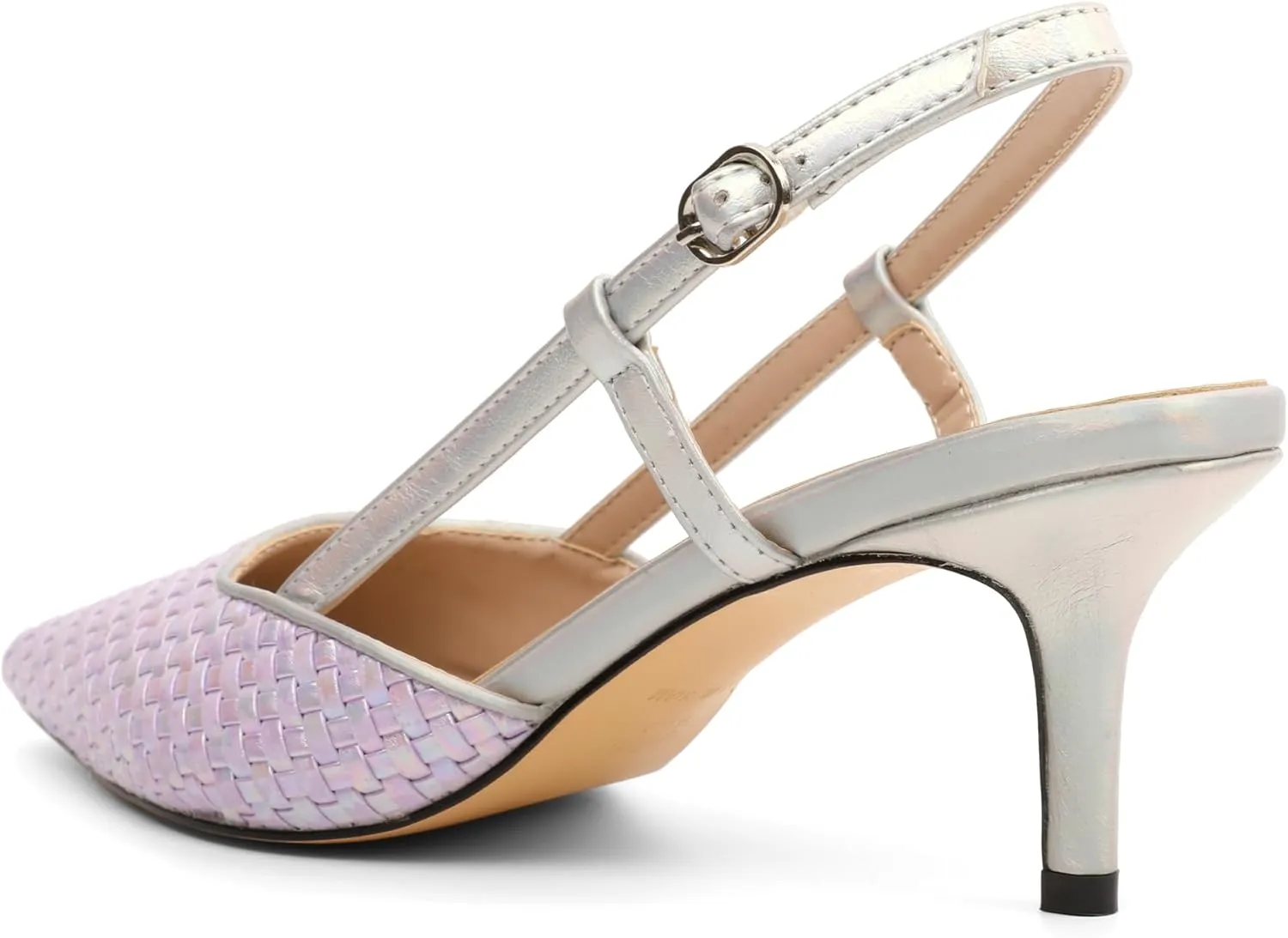 AUMOTED Women Low Heel Pumps Slingback Heels Elegant Pointed Toe 2.5 Inch Heels with Rhinestone Dressy Pumps