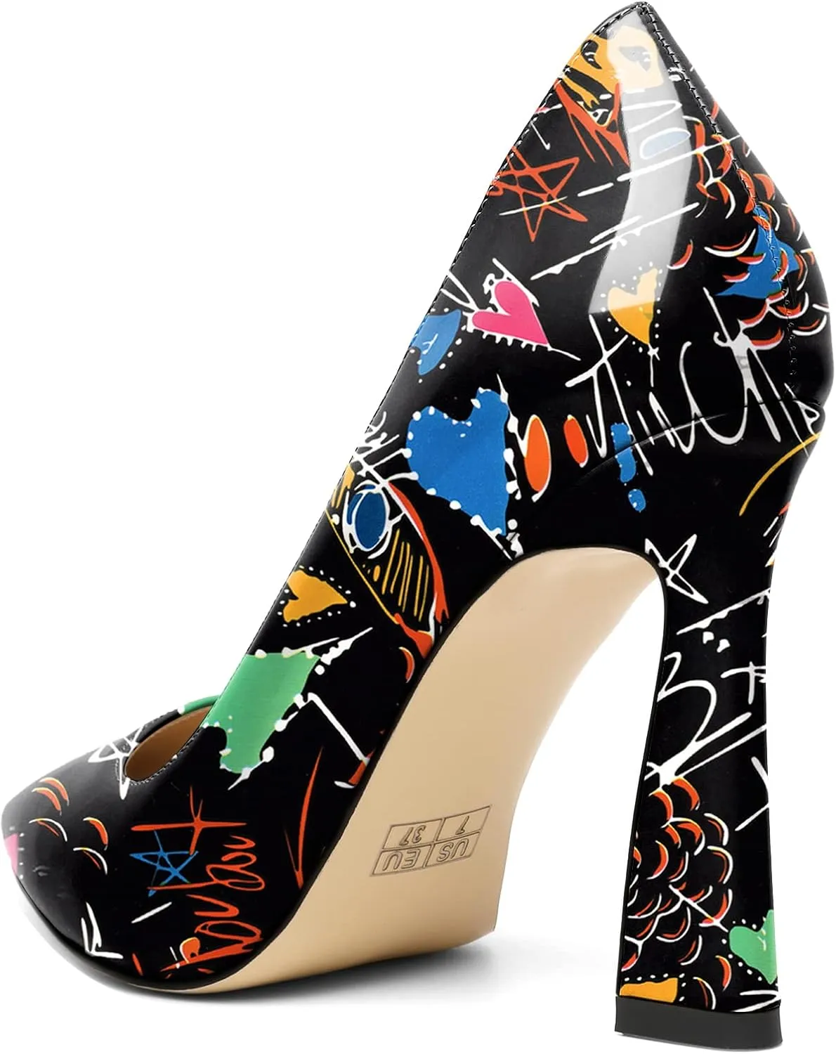AUMOTED Women's Stilettos High Heels Close Pointed Toe Spool Slip-on Heels Pumps Patent Solid Dating Party Dress Shoes 4 Inch