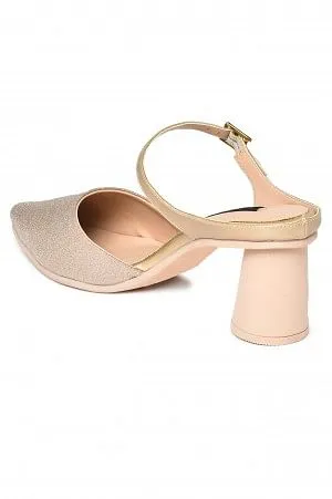 Aurelia Glitter Gold Glitter Pointed Block Heel