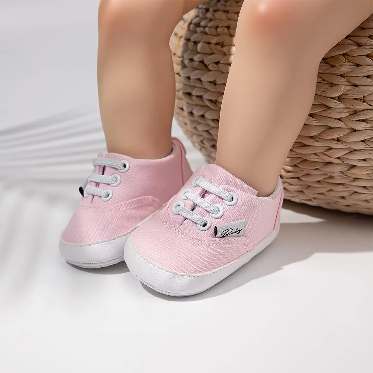 Baby Boys Girls Canvas Sneaker Soft Anti-Slip Sole Newborn Infant First Walkers Canvas Denim Shoes
