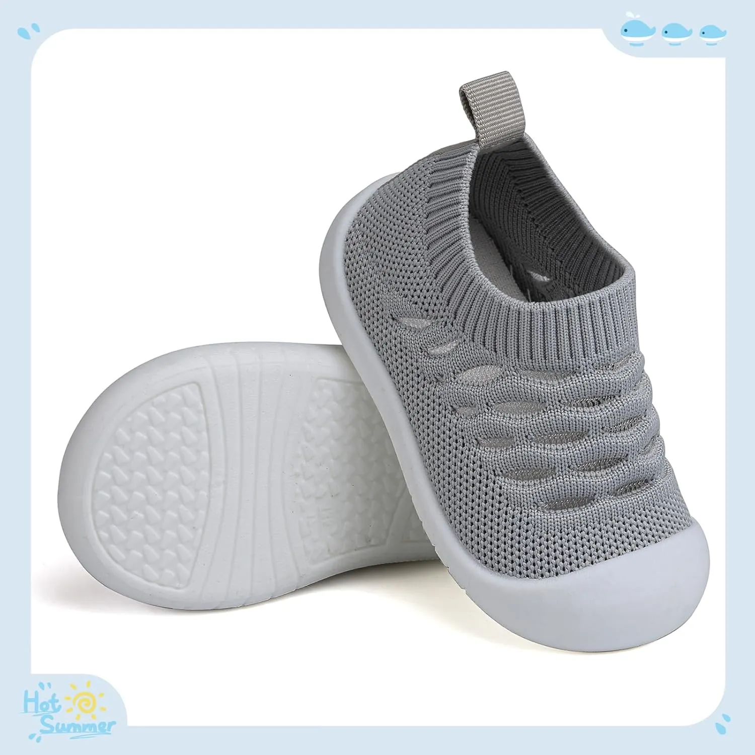 Baby Shoes for Boys Girls Breathable First Walking Shoes - Infant Toddler Trainers Shoes Non Skid Indoor Floor Slipper with Soft Sole Cotton Mesh On Sneaker