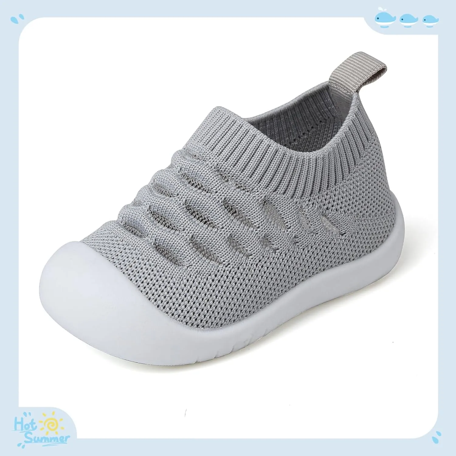 Baby Shoes for Boys Girls Breathable First Walking Shoes - Infant Toddler Trainers Shoes Non Skid Indoor Floor Slipper with Soft Sole Cotton Mesh On Sneaker