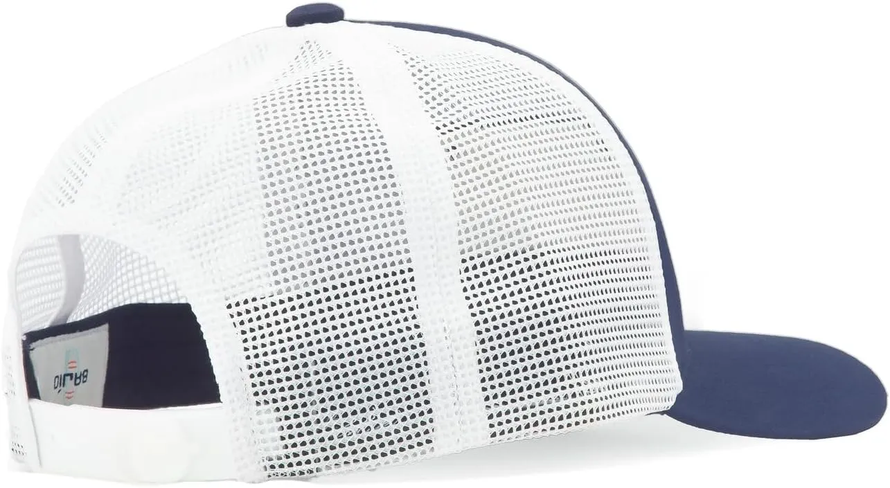 Bajío Flat Brim Fishing Hat – Marine Art Snapback Trucker Cap with Embroidered Ocean Design, Breathable and Coastal-Ready