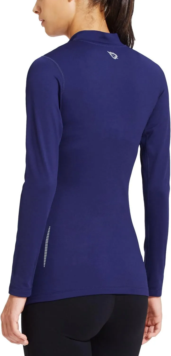 baleaf Women's Thermal Tops Fleece Shirts Running Workout Athletic Base Layer Warm Cold Weather Gear Mock Neck