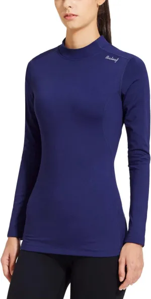 baleaf Women's Thermal Tops Fleece Shirts Running Workout Athletic Base Layer Warm Cold Weather Gear Mock Neck