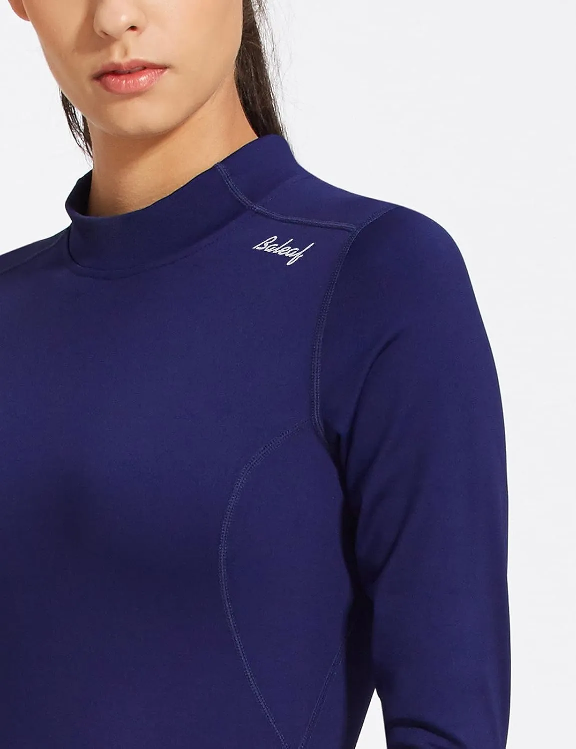 baleaf Women's Thermal Tops Fleece Shirts Running Workout Athletic Base Layer Warm Cold Weather Gear Mock Neck