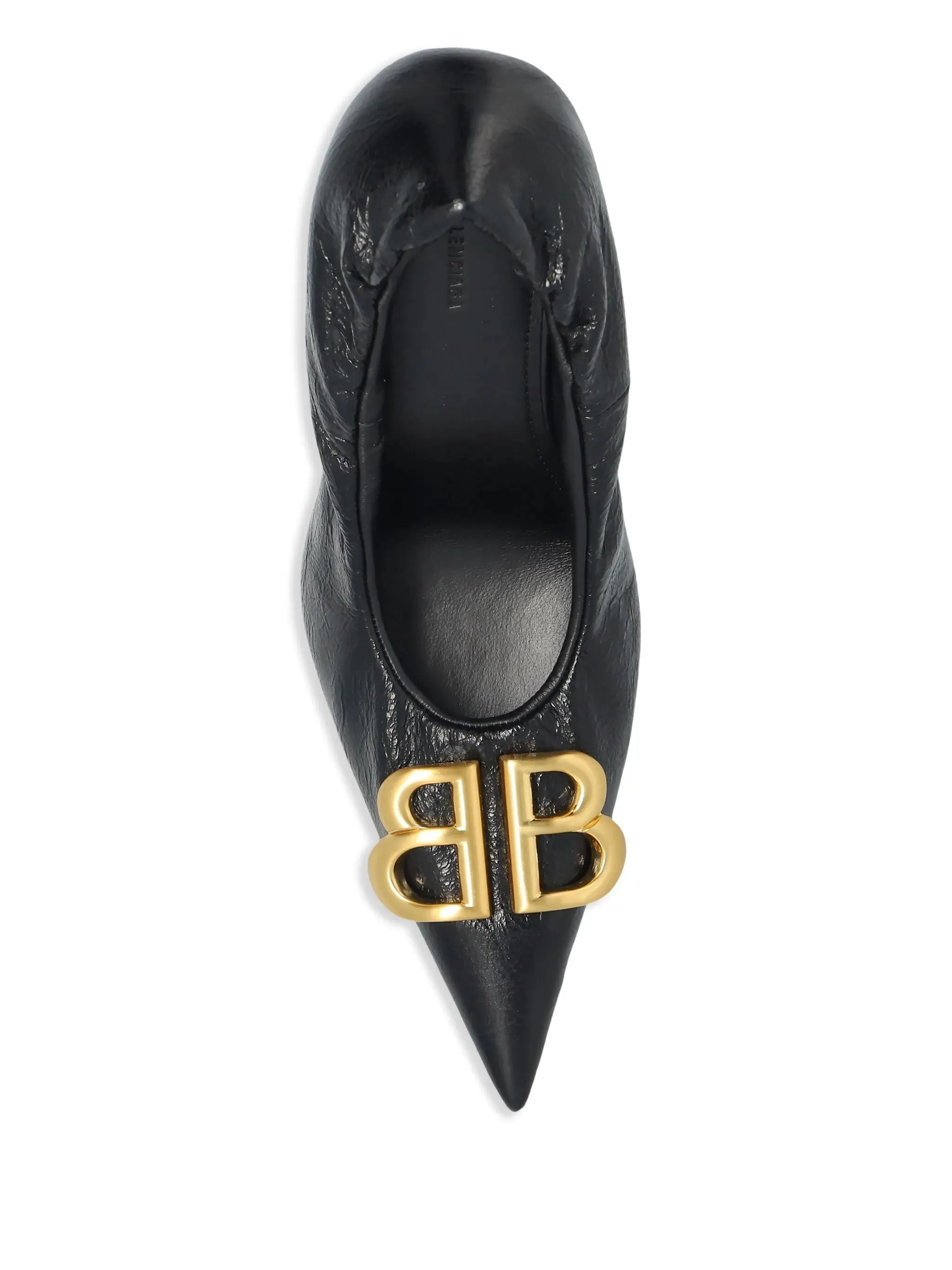 Balenciaga Black Stiletto Heel med logo plack