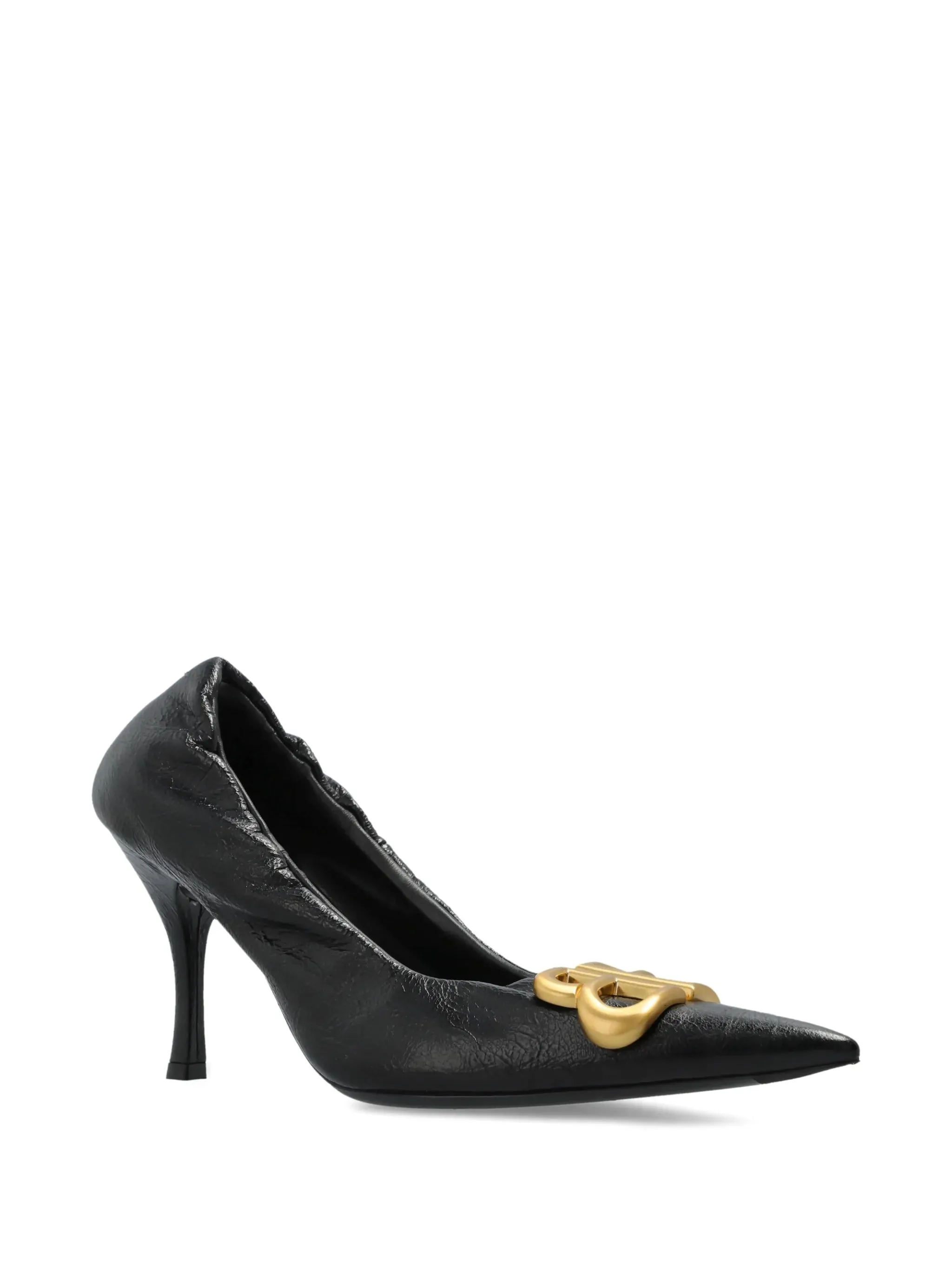 Balenciaga Black Stiletto Heel med logo plack