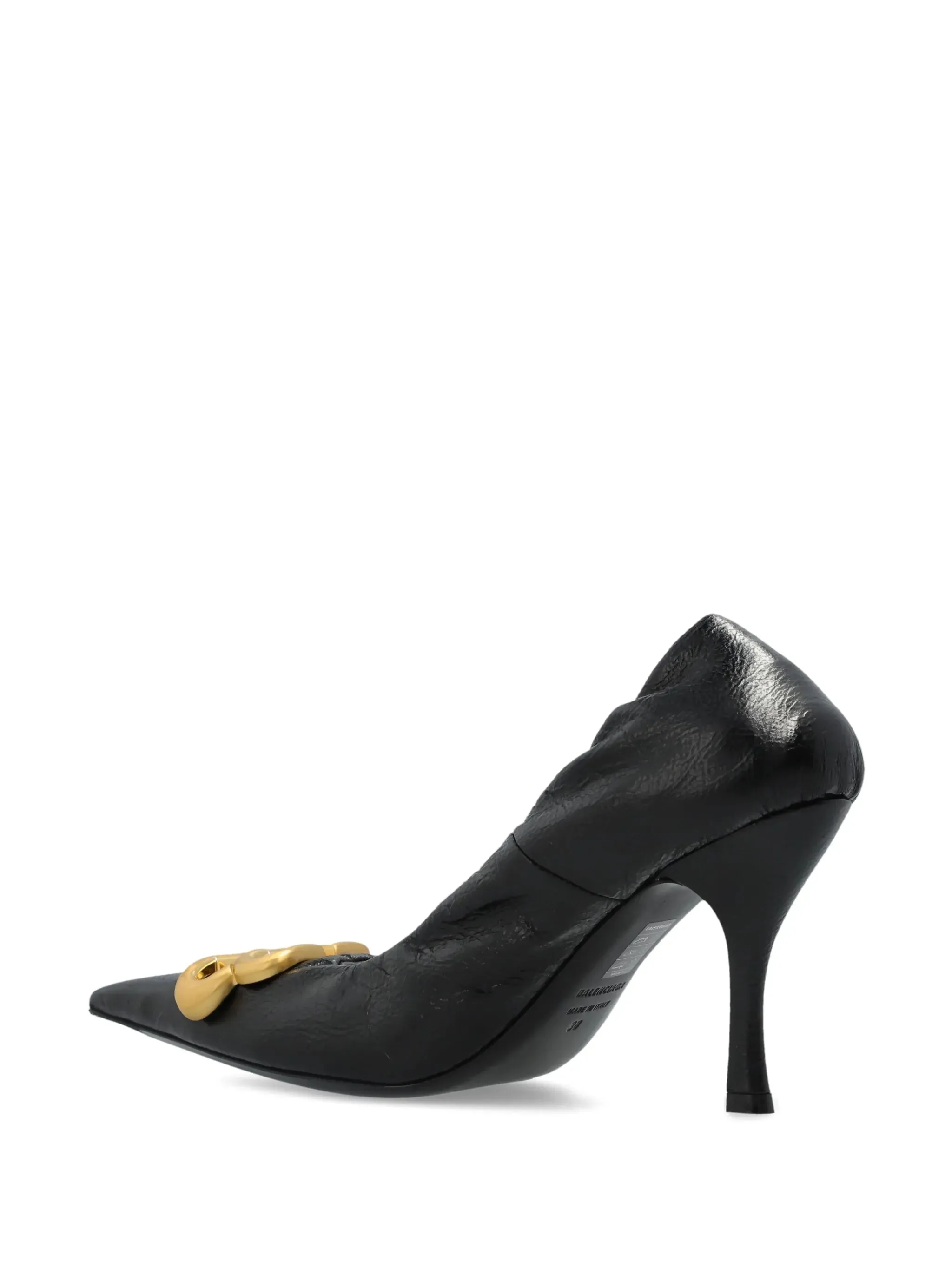 Balenciaga Black Stiletto Heel med logo plack