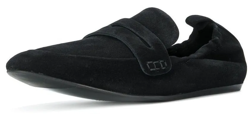 Ballerina Soft Toe Mega sale Loafers Paris Flats Penny Suede International returns On Black Lanvin Pointed Slip