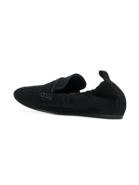 Ballerina Soft Toe Mega sale Loafers Paris Flats Penny Suede International returns On Black Lanvin Pointed Slip