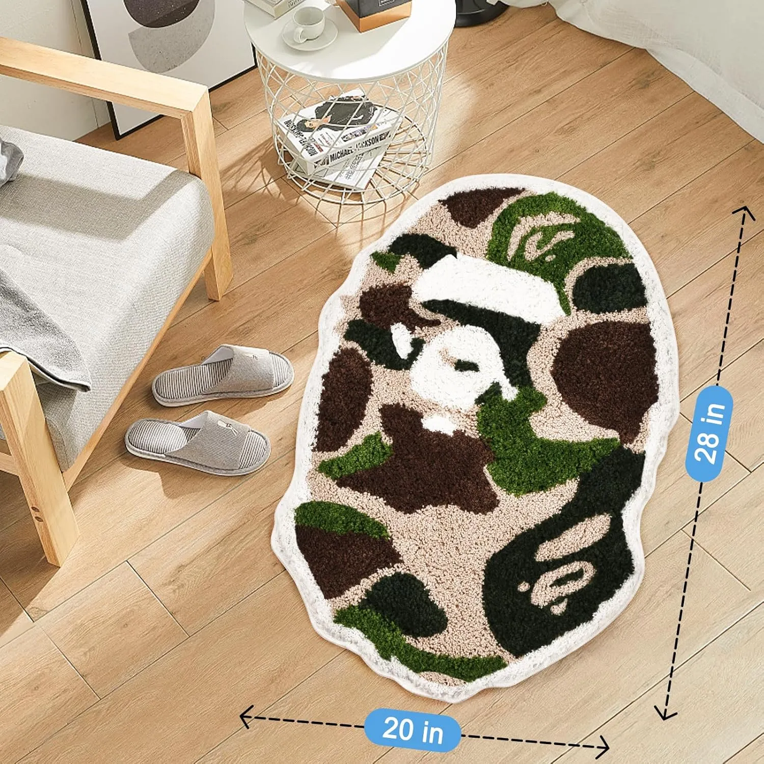 Bape Rug - 28″ x 20″ Hypebeast Rug for Hypebeast Room Decor - Camo - Non Slip Living Room, Bedroom, Children Room, Cool Carpet for Y2k Room Decor - Soft and Fluffy Microfiber A Bathing APE Bathmat