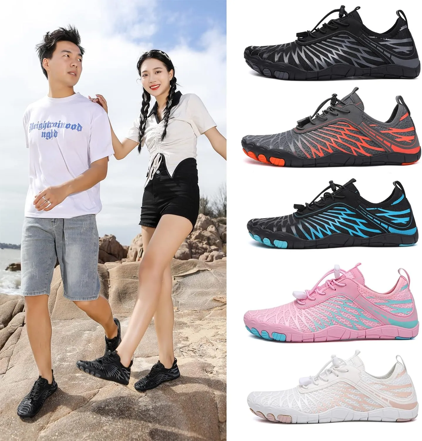 Barefoot Shoes Women, Men, Unisex - Athletic Water Shoes, Black, US Women's Sizes