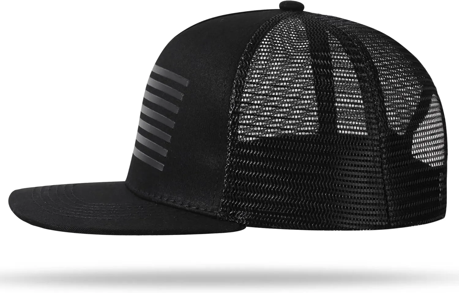 Baseball Cap, Snapback Trucker Hat for Men & Women with American Flag and Adjustable, Breathable Mesh, Flat Bill Hats
