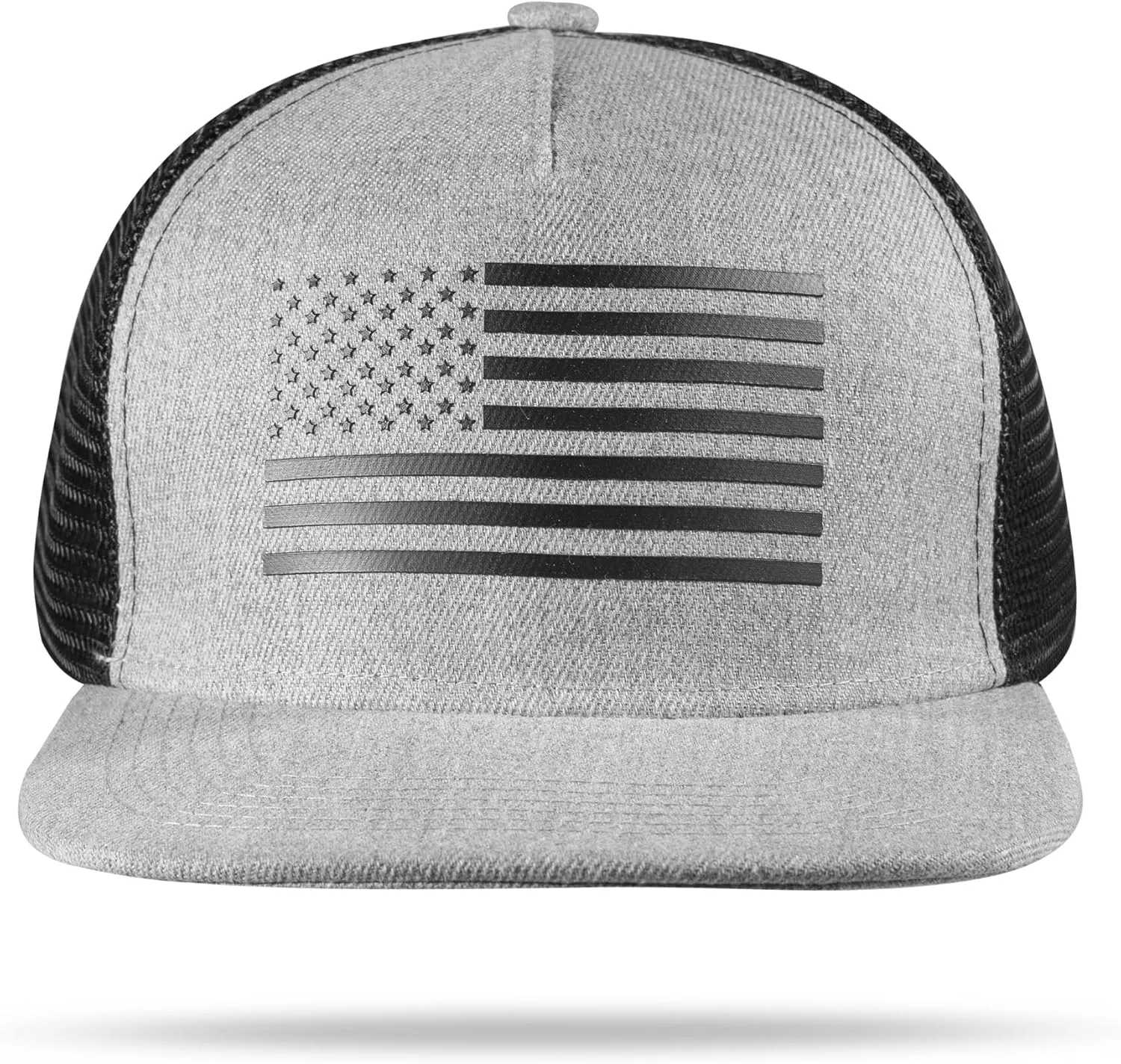 Baseball Cap, Snapback Trucker Hat for Men & Women with American Flag and Adjustable, Breathable Mesh, Flat Bill Hats