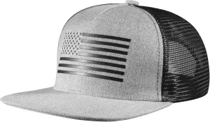 Baseball Cap, Snapback Trucker Hat for Men & Women with American Flag and Adjustable, Breathable Mesh, Flat Bill Hats