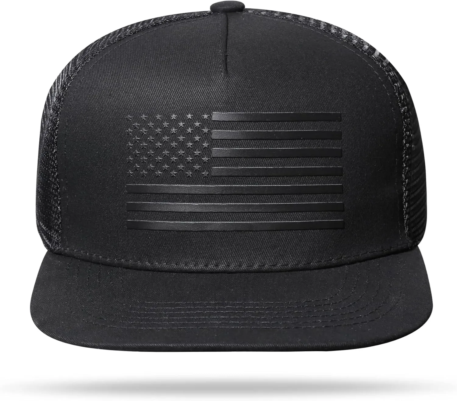 Baseball Cap, Snapback Trucker Hat for Men & Women with American Flag and Adjustable, Breathable Mesh, Flat Bill Hats