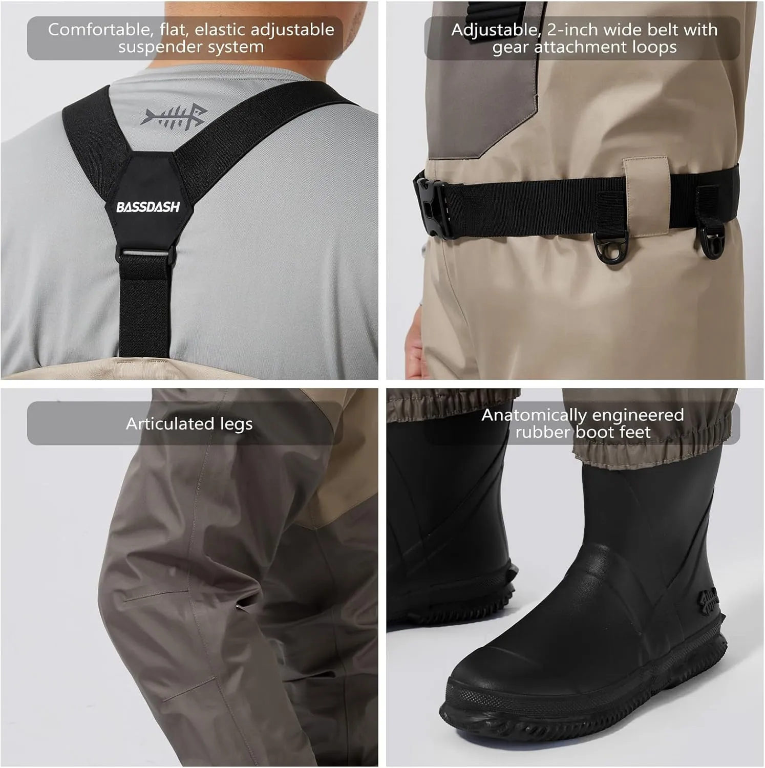 BASSDASH FW08 Men’s Breathable Waders Waterproof Fly Fishing Chest Fishing